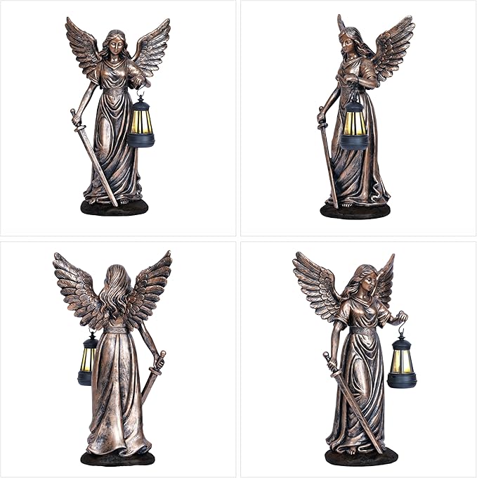 Solar Angel Garden Statue 12” Solar Outdoor Garden Angel Figurines for Outside Yard Art Patio Lawn Ornaments Angels Sculptures Gifts for Mom Grandma Women Collection Decorations