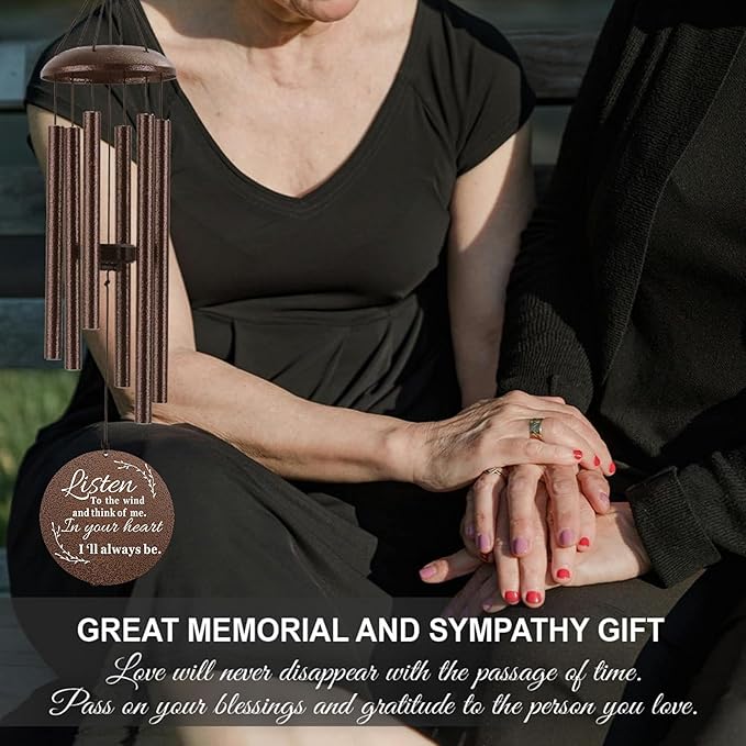 Sympathy Wind Chimes for Loss of Loved One, 40 Inch Memorial Wind Chimes for Loss of Loved Father/Mother/Lover, Commemorative Sympathy Bereavement Gifts for Condolences/Funeral (Black)