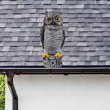 Hausse Fake Owl Decoy Bird Scarecrow Sculpture, 13.6 Inch Plastic Horned Owl Bird Deterrents, Garden Protectors, Nature Enemy Pest Repellent for Outdoor Garden Yard
