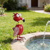 Flamingo Decor Statue Outdoor Garden Yard Metal Sculpture Home Patio Lawn Backyard Art Figurine Decorations Ornaments (B, Red)