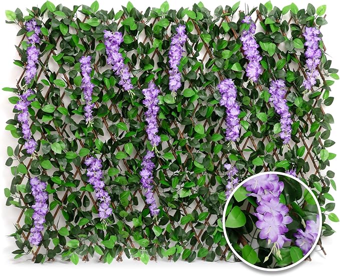 DOEWORKS Expandable Fence Privacy Screen for Balcony Patio Outdoor, 1PC Faux Ivy Fencing Panel for Backdrop Garden Backyard Home Decorations