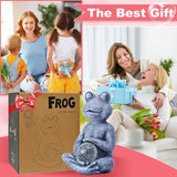 Meditating Yoga Frog Statue with Solar LED Light Ball - 6.8L x 9.65H Zen Garden Figurines for Home and Garden Decor, Frog Decorations Gift Ideas, Gifts for Women Mom