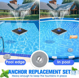 Upgraded Solar Pool Fountain with Lights,9.5'' Large Solar Floating Pool Fountain with Anchor, Above Ground Pool Water Fountains Pump,Swimming Pool Fountains for Inground Pool Blue-1PC