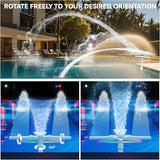 Pool Fountain with Lights for Above and Inground Pools, Dual-Layer Spray Solar Power Pool Waterfall Sprinkler Chiller Aerator, Water Fountain Swimming Pool Accessories (Light Gray)