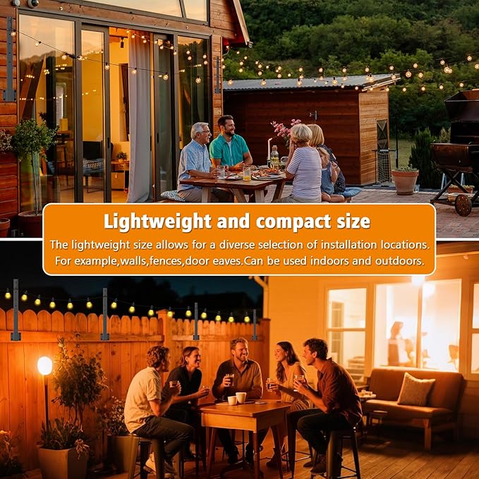LETIANPAI 2.8Ft String Light Poles 4 Pack,Light Poles for Outside Lights,Outdoor with Fence Brackets Hanging Lights,Metal Stand Deck Patio Backyard