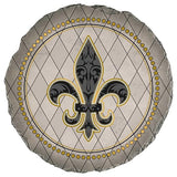 Magnolia Garden 10-Inch Fleur-de-lis Decorative Stepping Stone – French Lily Resin Garden Walkway Tile – Elegant Regal Outdoor Accent – Classic Slate Grey & Gold Yard Decoration & Housewarming Gift