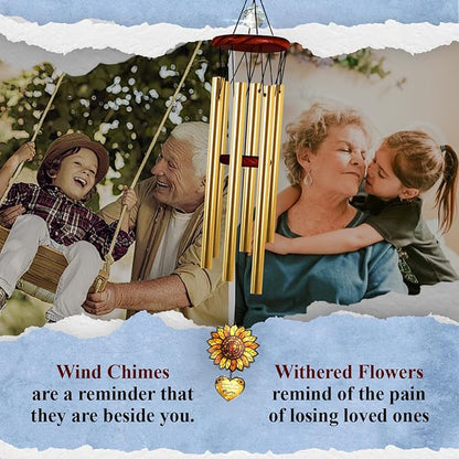 Personalized Memorial Sunflower Wind Chimes for Outside, Custom Crystal Memory Suncatcher Ornament, Sympathy Gift for Loss of Mother Father, in Loving Memory Windchimes, Mother's Day Garden Décor