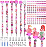 AIPRIDY 158 Pcs DIY Fairy Wand Garden Stakes Kit,Multiple Color Scheme European Beads Crystal Diamond Tops and 12 or 10 Inch Threaded Rods,Stainless Steel Stakes with Diamond Toppe(Rose Red)