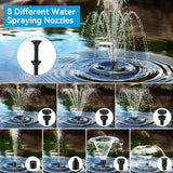 POPOSOAP 8W Solar Fountain Pump with 3000mAh Battery Backup & 12W Solar Fountain Pump for Fish Pond, Wildlife Garden, Ponds, Waterfall, Hydroponics