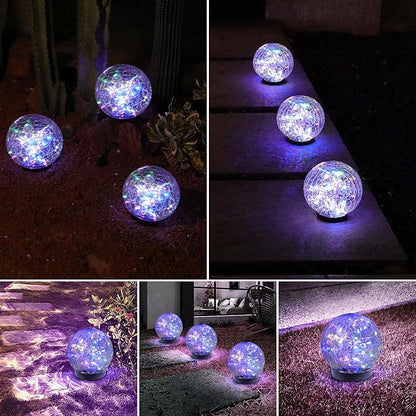 MLKNK Solar Globe Lights Outdoor Waterproof-Solar Balls-Solar Garden Lights-Orbs for Outside 8 Pack Cracked Glass Ball for Lawn Patio Yard Backyard Decorations