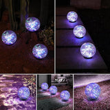 MLKNK Solar Globe Lights Outdoor Waterproof-Solar Balls-Solar Garden Lights-Orbs for Outside 4 Pack Cracked Glass Ball for Lawn Patio Yard Backyard Decorations