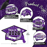 Chunful 12 Pack Graduation Yard Signs Grad Decoration 2026 Happy Graduate Lawn Garden Sign with Stake Congrats Outdoor Plastic Cap Hanging Ornament for Class Pathway Walkway Porch Party(Purple)