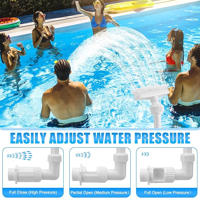 Reallnaive 2026 Solar Pool Fountain for Above and Inground LED 360° Adjustable Fountain for Swimming Pool Sprayer Waterfall Sprinkler with 7 Color LED Light Fun Waterfall Sprayer for Above Inground