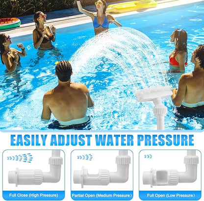 Reallnaive 2026 Solar Pool Fountain for Above and Inground LED 360° Adjustable Fountain for Swimming Pool Sprayer Waterfall Sprinkler with 7 Color LED Light Fun Waterfall Sprayer for Above Inground