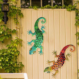 Pipilily 2 Pack Metal Gecko Wall Art, Metal Lizard Indoor Outdoor Hanging Sculpture Decor for Garden Yard Living Room Bedroom Patio Balcony (Style 3)