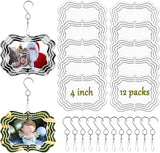 12 Pack 4inch Sublimation Wind Spinner Blanks 3D Aluminum Metal Wind Sculpture Kinetic Spinners for Yard Garden Indoor Art Sublimation Christmas Ornament Hanging Decoration (Photo Frame)