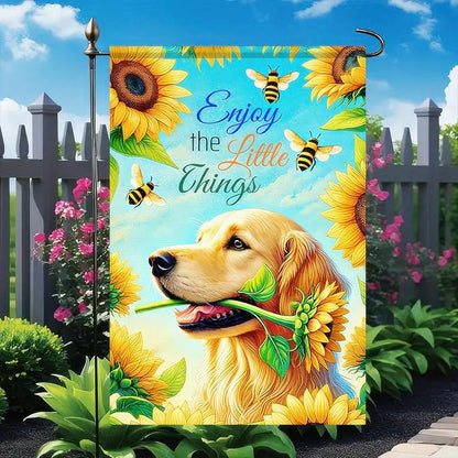 BlissYard Golden Retriever Garden Flag 12x18 Inch Double Sided Yard Banner with Sunflower and Bee Design Spring Summer Farmhouse Outdoor Lawn Porch Decoration