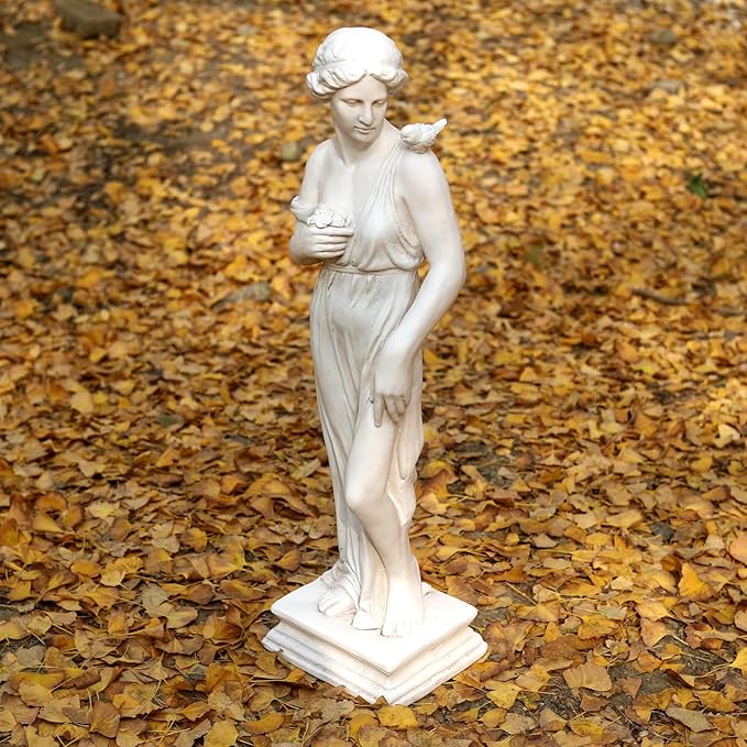 GENUINQ Outdoor Garden Statue Nymph Sculpture Goddess of Greek Mythology Roman Style Outdoor Patio Yard Lawn Porch Decor 32 Inch Ivory