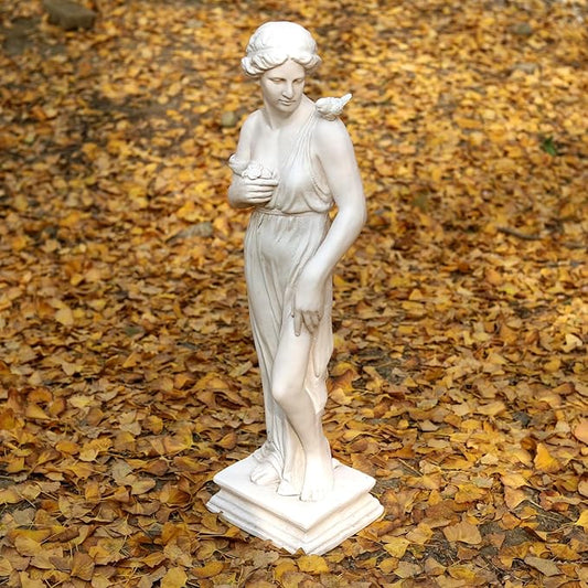 GENUINQ Outdoor Garden Statue Nymph Sculpture Goddess of Greek Mythology Roman Style Outdoor Patio Yard Lawn Porch Decor 32 Inch Ivory