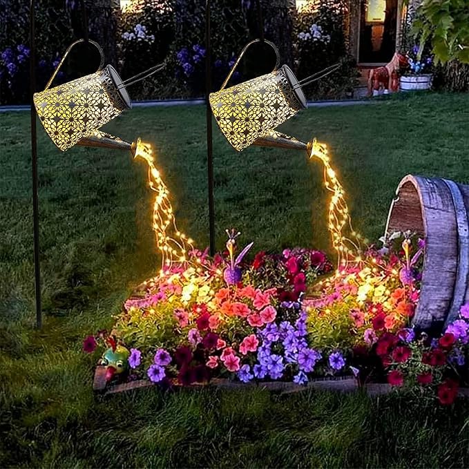 Solar Watering Can Lights, 2 Pack Retro Large Hanging Solar Lights Outdoor Decorative Waterproof Garden Decor for Outside Patio Yard Porch Lawn, Gardening Gifts for Mom Women Grandma Birthday