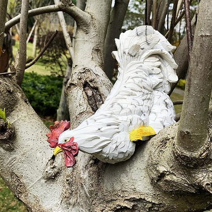 Garden Statues Cock Art Decoration Rooster Figurine Waterproof Chicken Sculpture Ornaments for Garden Yard Pathway Fence Porch Lawn (White)