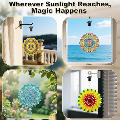 Solar Powered Wind Spinner Motor, Mobile Rotating Motor, Small Automatic Turner for Wind Chimes, Hanging Garden Spinners, Hanging Display Art Ornaments for Outdoor