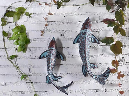 Garden Statues Koi Fish Decor for Outside,Antique Copper Garden Decor,Outdoor Koi Sculptures & Statues for Yard Patio Backyard Pond Decorations,Metal Fish Gifts for Women Mom Grandma,Set of 2