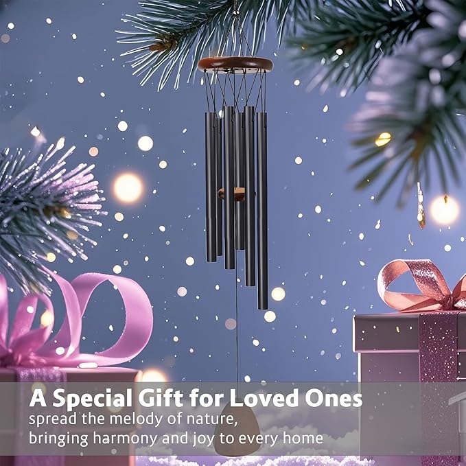 Wind Chimes for Outside Clearance,Aluminum Memorial Windchime Outdoor Suitable for Loss of Loved One Patio Decor Indoor Porch Balcony Garden Decor(Black)