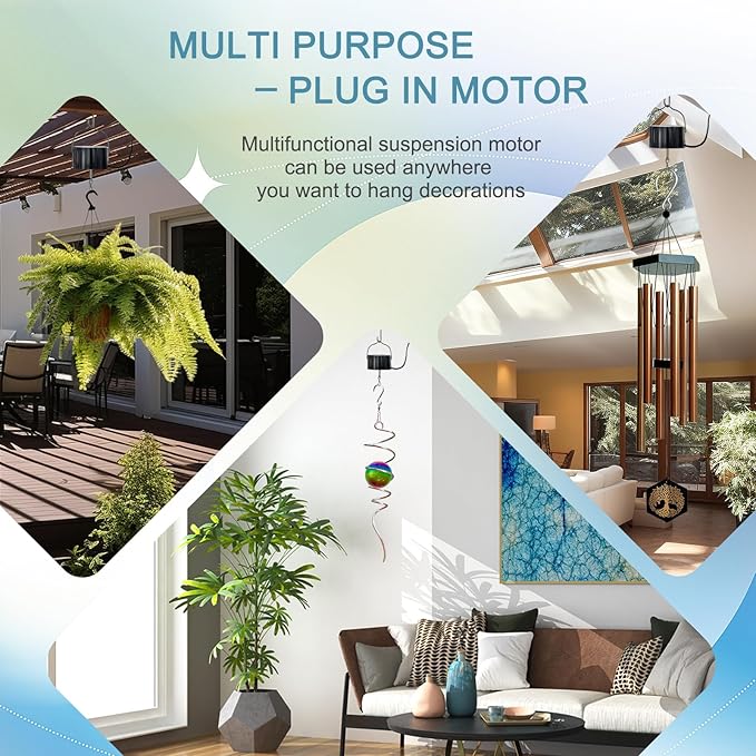 Goolyrusim Hanging Display Motor Plug in, Mount Electric Motor, Slow Rotating Motor, Mirror Disco Ball Socket Operated Revolving Motor for Wind Spinner Chime Sun Catcher Baby Crib Spinning Art