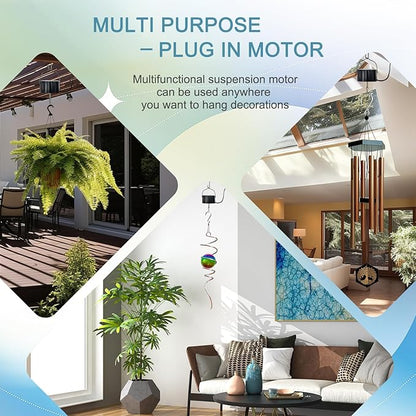 Goolyrusim Hanging Display Motor Plug in, Mount Electric Motor, Slow Rotating Motor, Mirror Disco Ball Socket Operated Revolving Motor for Wind Spinner Chime Sun Catcher Baby Crib Spinning Art