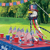 40 Inches USA Eagle Windsock Decoration, Patriotic Eagle Head Themed Hanging Outdoor Wind Sock Ornament with Red, White, Blue Streamers, 'USA' Lettering, and Stars for 4th of July, Memorial Day Decor