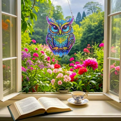 Owl Ornaments Colorful Window Hanging Decorations Home Wall Decor for Bedroom Patio Indoor Outdoor