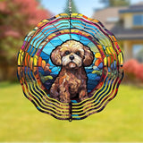 Poodle Dog Wind Spinners Outdoor Dog Memorial Gifts, 3D Metal Kinetic Hanging Garden Wind Spinner, Spinner Decor, Wind Sculptures for Outdoor & Indoor, Window, Yard Decor (Poodle 2)