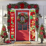 Ivenf Christmas Decorations Outdoor Yard: Cute Gingerbread Man Front Porch Sign Set, Hanging Red Brown Welcome Door Banner Xmas Decorations for Home, Wall Front Door Yard Garage Indoor Outdoor Décor