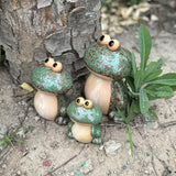Lee's Clover Glazed Ceramic Frog Garden Decor Set of 3 – Cute Frog Lawn Ornaments & Outdoor Figurines for Yard | Garden Decorations for Patio, Pond, Porch