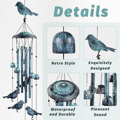 LESES Wind Chimes for Outside, Bird Outdoors Wind Chimes with 4 Aluminum Tubes, 35" Sympathy Windchimes Outdoors Clearance Home Garden Patio Decor, Unique Memorial Gifts for Mom Grandma