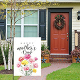 Happy Mother’s Day Garden Flag Floral Carnation Yard Flag for Mom Elegant Spring Flower Outdoor Decor Mothers Day Gift Garden Lawn Porch Patio Double Sided Welcome Flags 12x18 Inch