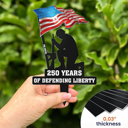 Macorner Personalized Metal Garden Stake, 250 Years of Defending Liberty