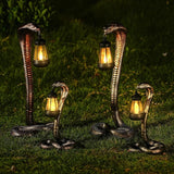 Solar Garden Outdoor Statues Snake with Solar Lights Outdoor Chrismtas Decorations - Lawn Decor Snake Statue for Patio, Balcony, Yard Ornament - Unique Housewarming Gifts (Bronze Colored)