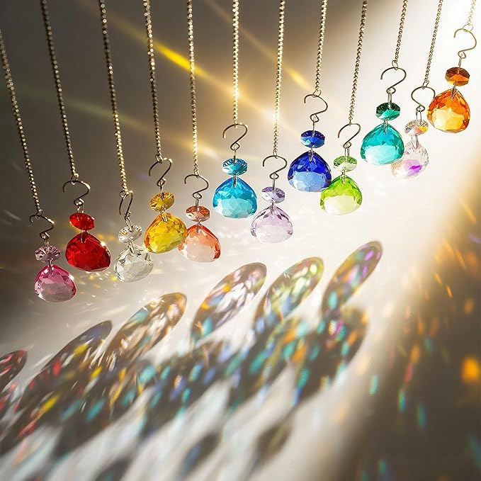 H&D HYALINE & DORA 3Inch Crystal Suncatcher Bauhinia Prisms Pendants 10Pcs Chandelier Crystals Replacement Hanging Sun Catcher Beads for DIY Arts Crafts Decor (Amber)
