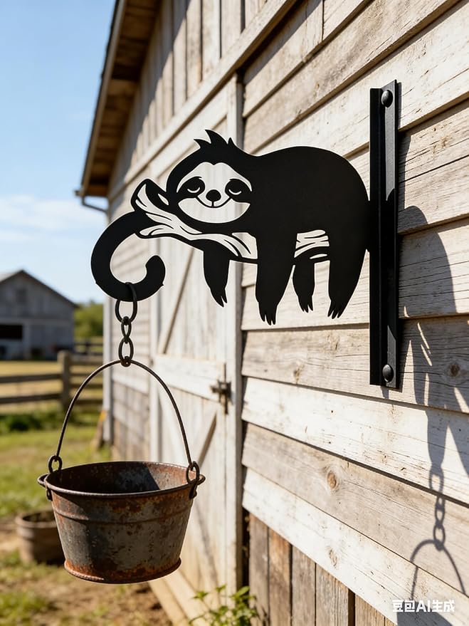 Iron Plant Hangers Hooks for Outdoor -10inch Hanging Plants Flower Fern Pots Lantern Bird Feeder Wind Chimes for Porch Garden Farmhouse (The Leisurely Sloth)