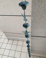 Rain Chain 8.5FT, Hummingbird and Cup Rain Chains for Gutters, Functional Replacement for Downspout, Metal Rainwater Catcher Chain, Outdoor Garden Decor, Antique Blue
