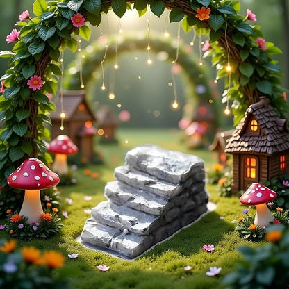 Jinshining Straight Stone Stairs Miniature Fairy Garden Accessories,Miniature Pond Lawn Ornament Figurines, Mini Lighthouse Water Well Bridge Figurines, Micro Landscape Ornaments for Garden DIY Kit