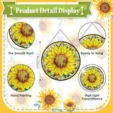 Christian Sunflower Stained Glass Window Hanging, 7.9" Inspirational Bible Verse Sun Catcher Glass Panel, Sunflower Decor Hand Painted Round Wall Art, Religious Gifts for Women, Mom, Wife