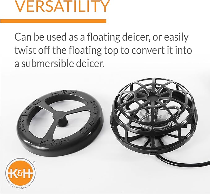 K&H Pet Products Pond Heater for Outdoor Ponds with Fish, Deluxe Thermo-Pond Perfect Climate Deicer, Winter Oxygen Exchange for Live Fish, Thermostatically Controlled, Safety Listed - 9in 1500W
