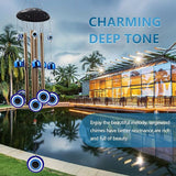 BWINKA Blue Evil Eye Amulet Wind Chimes Bells Outdoor Decor,Metal Windchimes for Garden Patio Backyard Home Decor…
