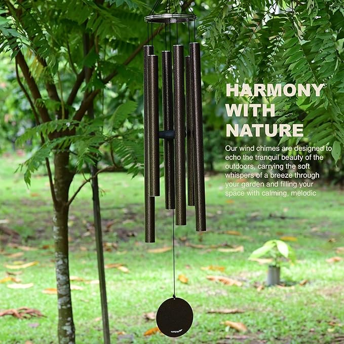 Vanquer Wind Chimes for Outside Deep Tone - 48'' Wind Chimes Outdoor Clearance, Deep Tone, Memorial WindChimes, Outdoor Décor, Wind Spinner, Sympathy Gift, Patio, Home Décor (Bronze)