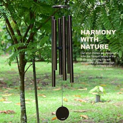 Vanquer Wind Chimes for Outside Deep Tone - 48'' Wind Chimes Outdoor Clearance, Deep Tone, Memorial WindChimes, Outdoor Décor, Wind Spinner, Sympathy Gift, Patio, Home Décor (Bronze)