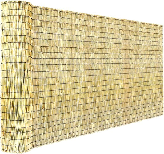 KOIUEYW Bamboo Reed Fencing, Natural Bamboo Screens Outdoor, Decorative Privacy Screen Reed Curtains for Patio Balcony Garden Backyard, 5 x 10 FT