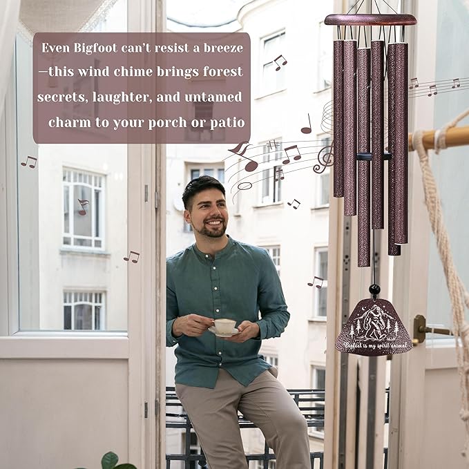 Kubbut Bigfoot Gifts, Big Foot Sasquatch Gifts 32" Wind Chimes, Sasquatch Lover Gift for Men/Women, Cool Bigfoot Yard Decor